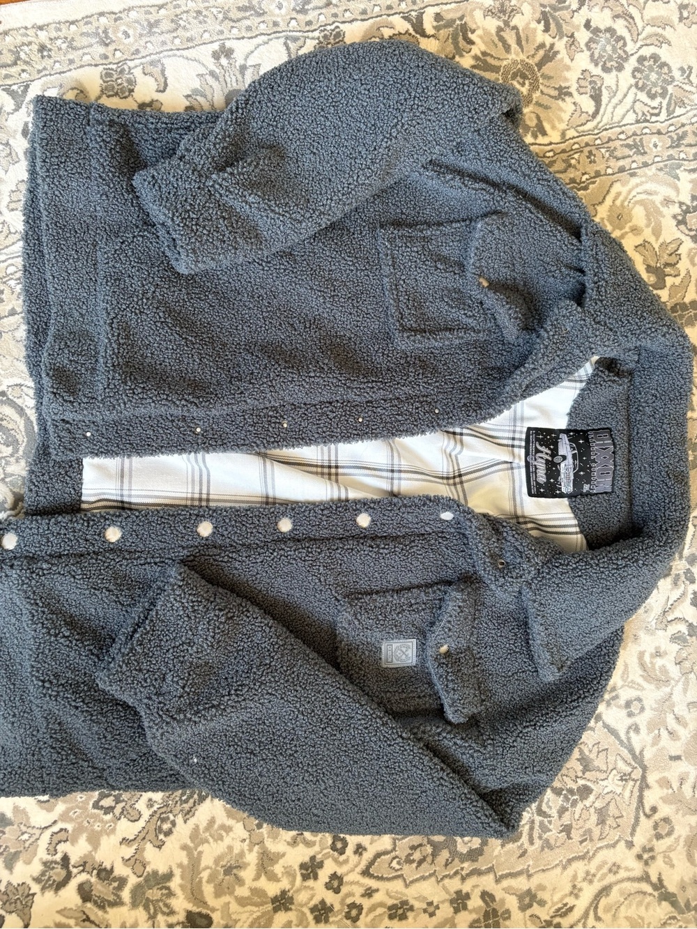 Women’s Dixxon Hyna XL Heather Gray Sherpa Button-Up Jacket NWOT